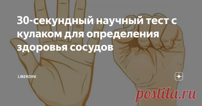 30-секундный научный тест с кулаком для определения здоровья сосудов Существует немало способов, посредством которых можно самостоятельно и, заметьте, поверхностно оценить степень здоровья организма. В основном они включают в себя какие-либо замеры, внешнюю оценку состояния кожи и её производных, интеллектуальные и психологические задания, физические упражнения и т. д.