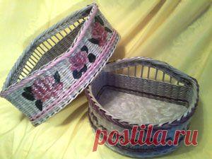 Плетение из газет - Загибка "ленивая косичка". Часть 14.