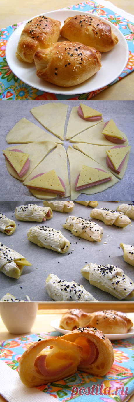 Рогалики с колбасой и сыром