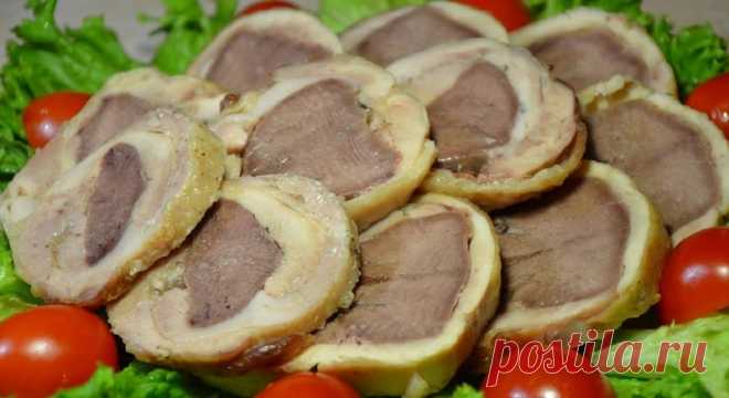 Вкуснейший рулет с языком. Аппетитная эффектная закуска Эту потрясающе аппетитную и эффектную закуску можно подать и к праздничному столу. Рекомендую всем попробовать.