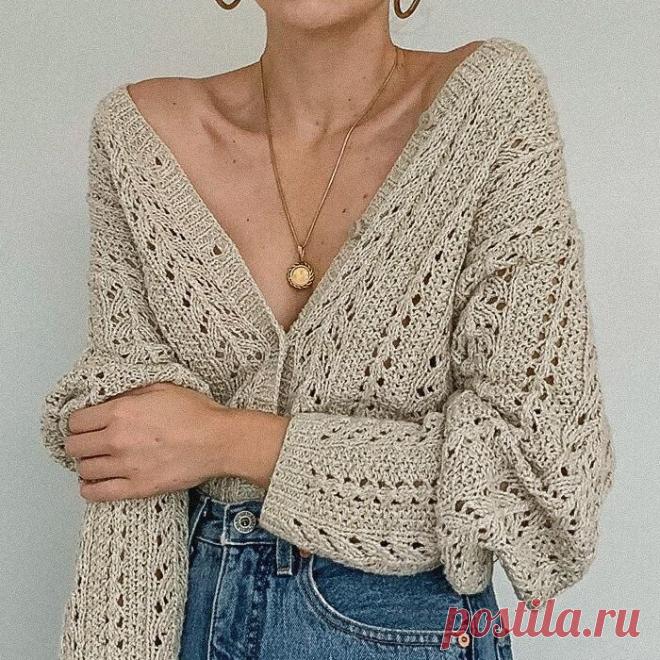 Схема вязания и описание ретро-кардигана из льна | Вязунчик — вяжем вместе | Пульс Mail.ru Модель нашлась в секонд-хенде. Фактура очень чёткая, пряжа довольно плотная. Этот кардиган отлично вписывается в современные тренды и расширит ваш...