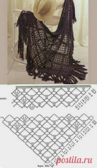 Эффектная шаль крючком