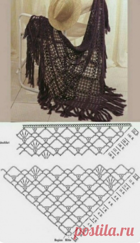 Эффектная шаль крючком