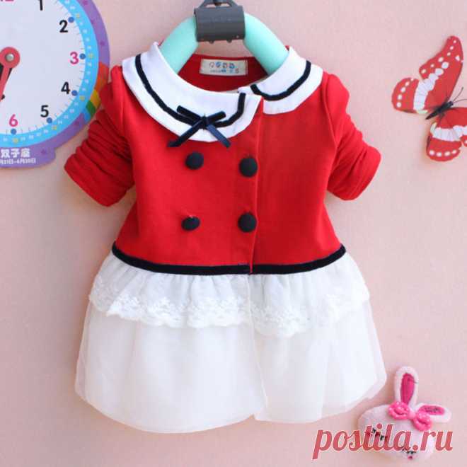 Wholesale Autumn Spring Baby Girl Clothing Long Sleeve Buttons Dresses Top Quality Newborn Baby Wear Toddler Girl Dress online direct from China Factory - Factory Price Free Shipping.