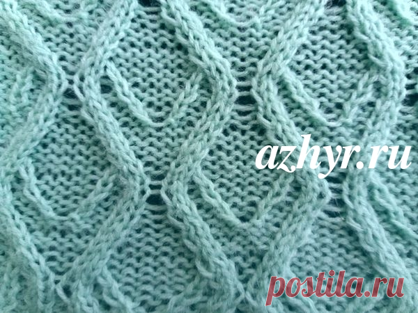 Узор из наклонных петель - ромбы | АЖУР - схемы узоров