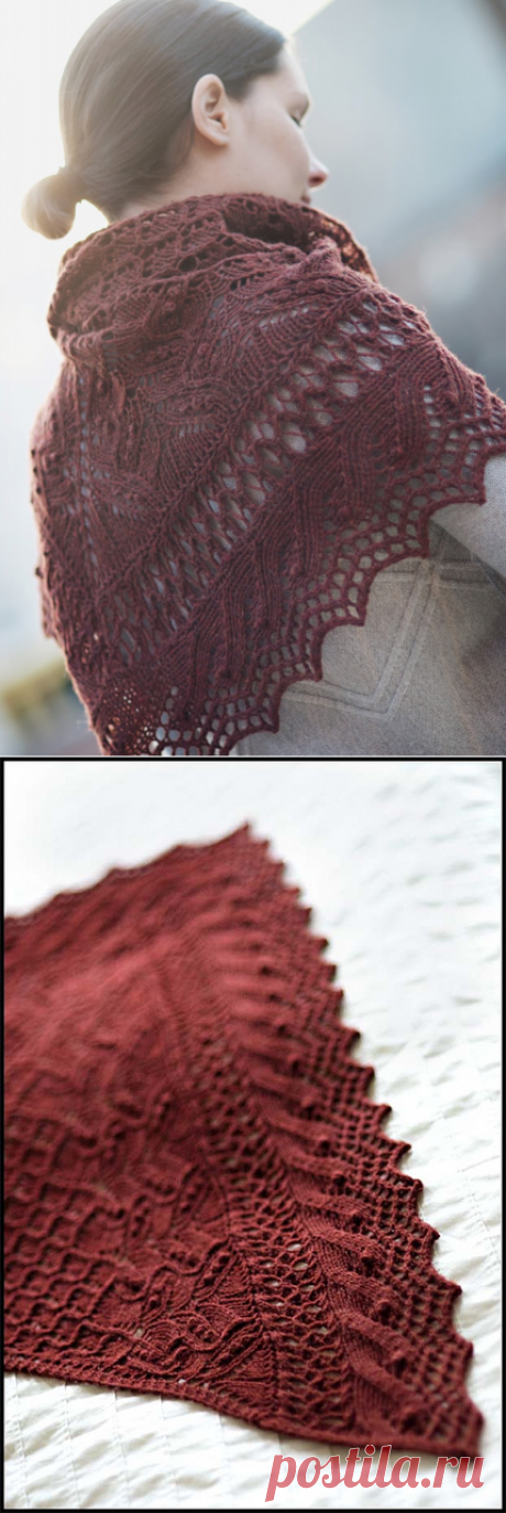 Шаль Июньская ягода спицами