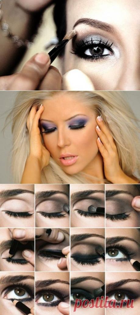 Модный дымчатый макияж smoky eyes.