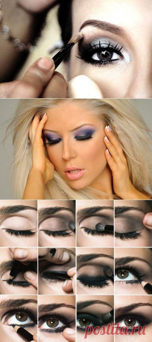 Модный дымчатый макияж smoky eyes.