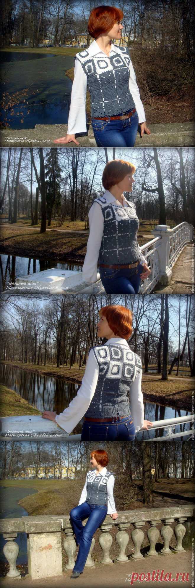 Жилет "Крестики-нолики" от Елены Обуховой..