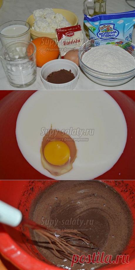Шоколадные блинчики с творогом и апельсинами. Рецепт с пошаговыми фото