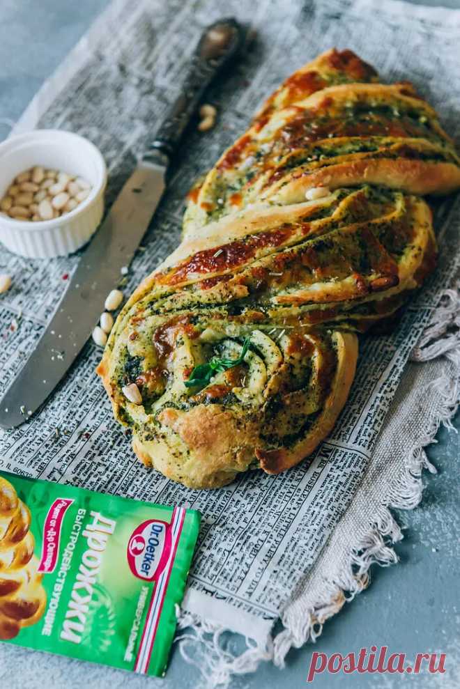 Хлебная косичка с сулугуни и песто пошаговый рецепт с фото