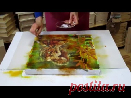 Декупаж на холсте с техникой Микс Медиа (Mixed Media). - YouTube