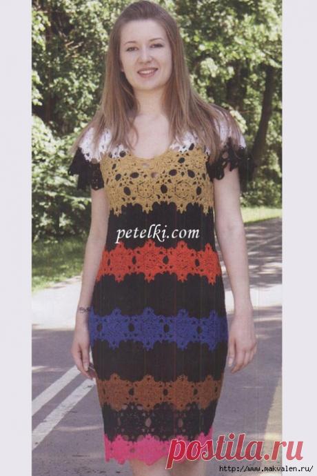 Платье из шестиугольных мотивов крючок