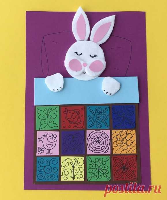 ​Аппликация для малышей из бумаги и ватных дисков 