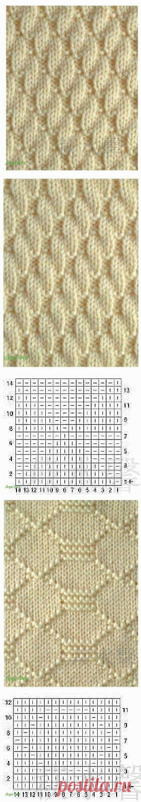 Красивые узоры, а вяжутся просто - только из лицевых и изнаночных петель.