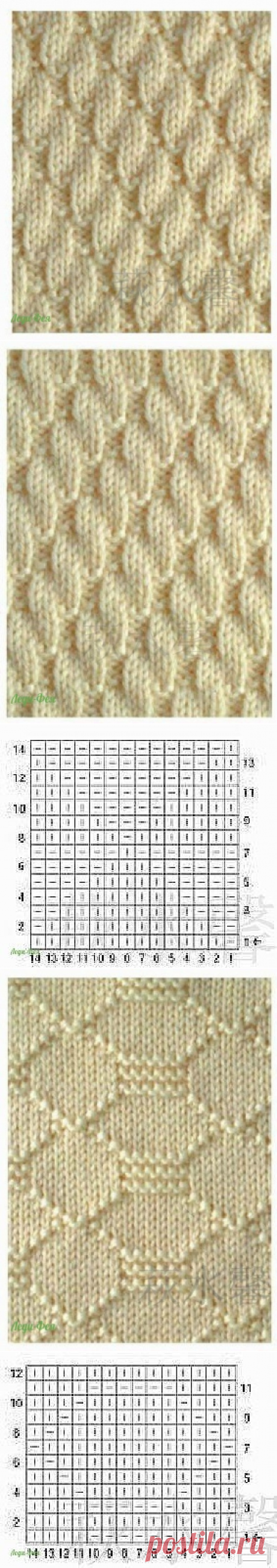 Красивые узоры, а вяжутся просто - только из лицевых и изнаночных петель.