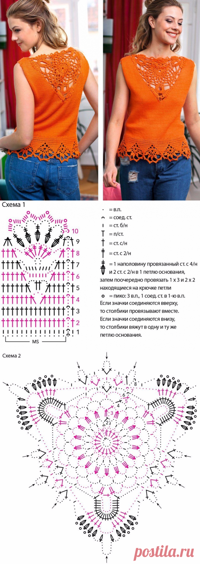Летний топ с ажурными элементами.