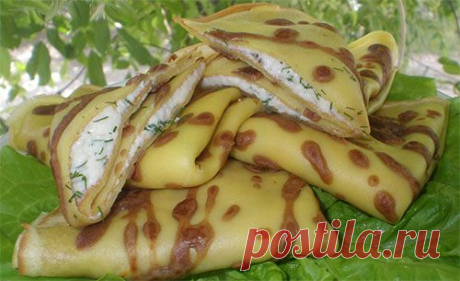 Блинчики с сырной начинкой и чесноком | Пошкварчим.ru
