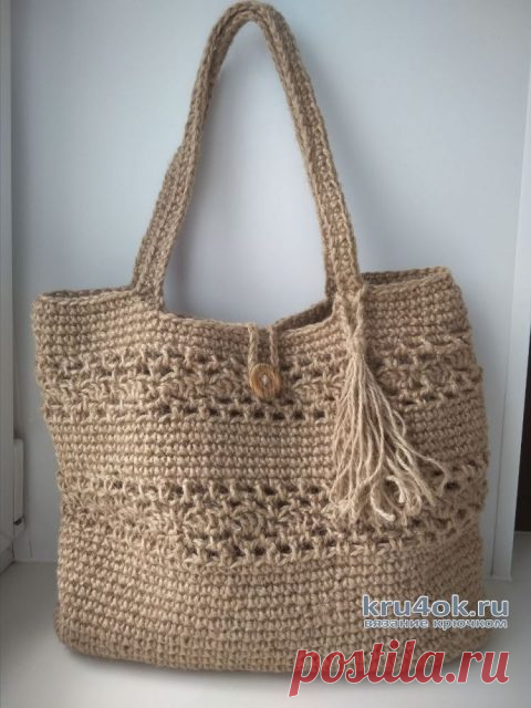 Сумка Лето из джута, связанная крючком. Работа Марины Панасюк