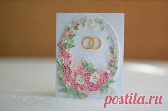 Wedding engagement quilling greeting card in pastel by QuillyVicky