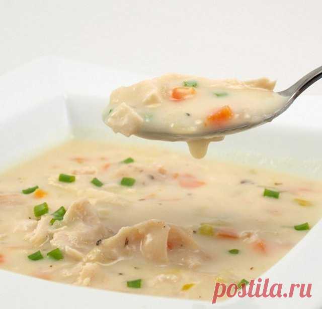 Куриный крем-суп
На 100 грамм - 79.9 ккал Б/Ж/У 5,8/5,1/2,9

Ингредиенты:
Куриное бедро (без кожи) - 3 шт.
Картофель (средний) - 2 шт.
Вода - 1 л.
Горошек зеленый консервированный - 150 гр.
Морковь (средняя) - 1 шт.
Лук репчатый - 1 шт.
Сливки 10% - 170 мл.
Лавровый лист - 1 шт.
Соль - 5 гр.
Сливочное масло - 40 гр.
Зелень укропа - 1 пучок
Способ приготовления:
1.Куриные бедра порубить и варить 20 минут, снимая пену. 
2.Нарезанный соломкой картофель, добавить к бедрам, вар...