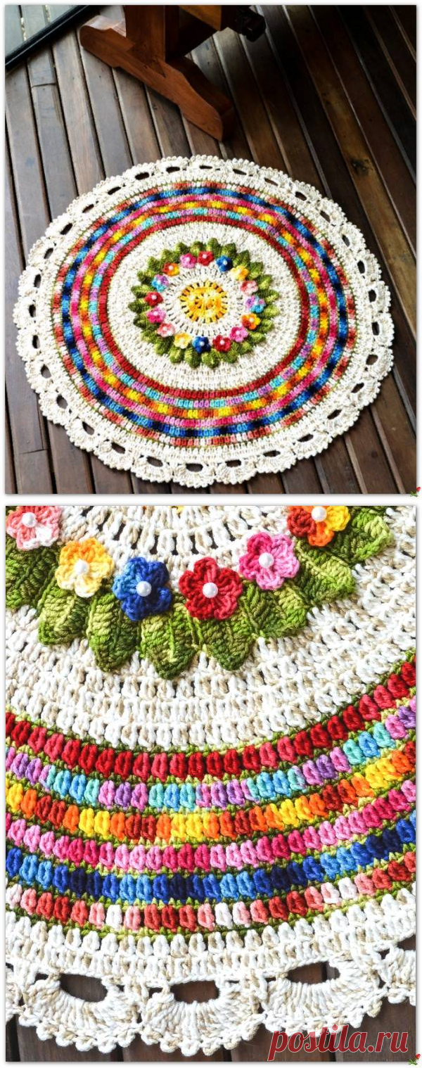 Цветной коврик крючком.