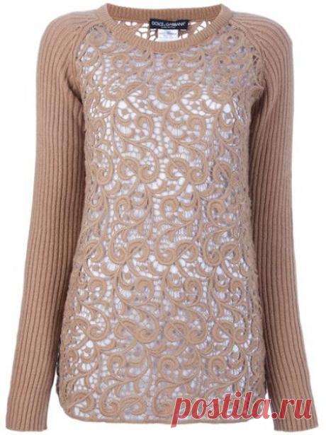 Dolce &amp; Gabbana Long Sleeve Sweater in Brown | Lyst