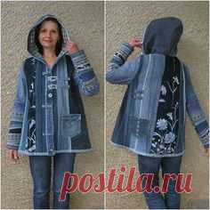 Hooded Jacket Upcycled Clothing by EcoClo Denim Collection