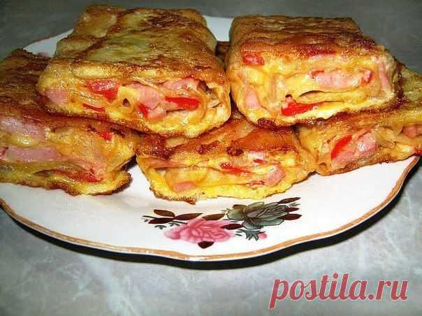 Лаваш с ветчиной и сыром.