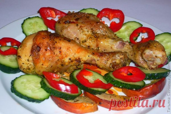 Куриная голень по-орловски (запечённая с яблоками).