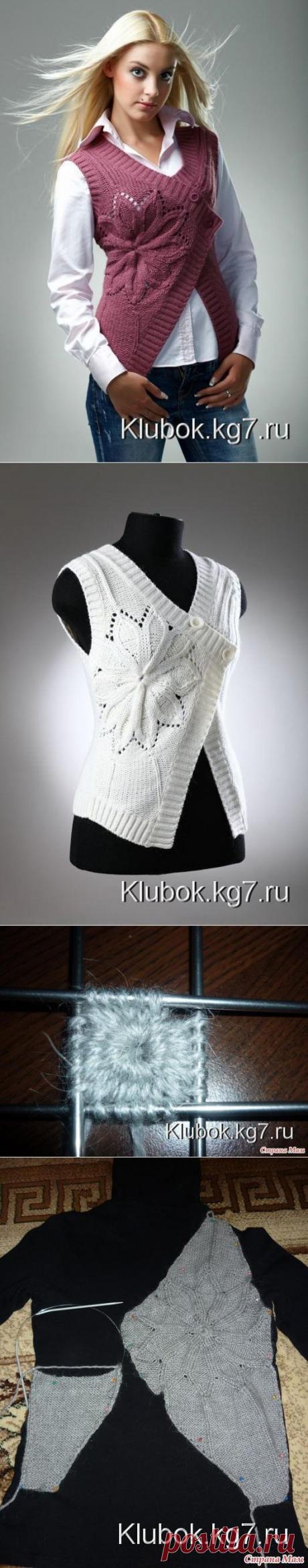 Оригинальный жилет спицами | Клубок
