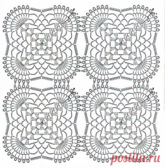 Подборка схем квадратных мотивов крючком.

#узоры_вязание #крючком #узоры #вязание