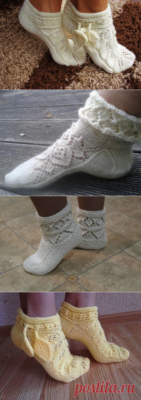 Сами вяжем ажурные тапочки
