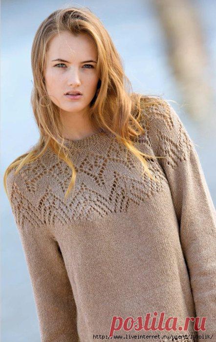 ДЖЕМПЕР С КРУГЛОЙ АЖУРНОЙ КОКЕТКОЙ HELLO, DOILY!