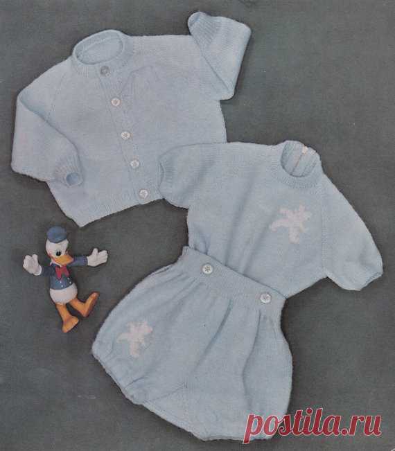 baby vintage knitting pattern short romper suit with sweater 18-20 inch 4 ply This item is a PDF file of the knitting pattern for these gorgeous baby items.  Love this! Cute little playsuit with cardigan. Knit in 4 ply yarn.  A gorgeous vintage pattern from the 1960s.  The pattern will be available for download upon receipt of payment, for you to print out or read from your computer.