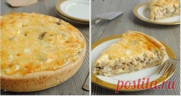 Диетический пирог с грибами и курицей