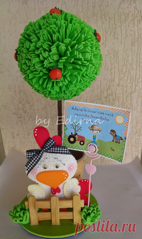 ♥ ♥ от Edirna Ателье: маленькая ферма Centerpiece (котенок, курица, лошадь, кур и ovelinha)