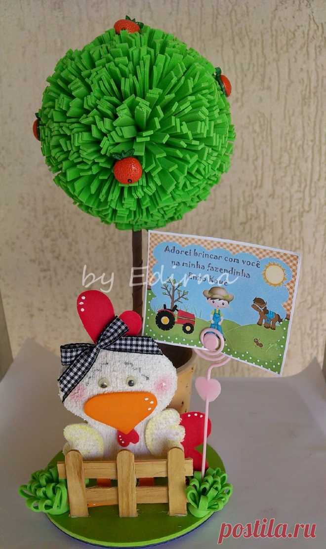 ♥ ♥ от Edirna Ателье: маленькая ферма Centerpiece (котенок, курица, лошадь, кур и ovelinha)
