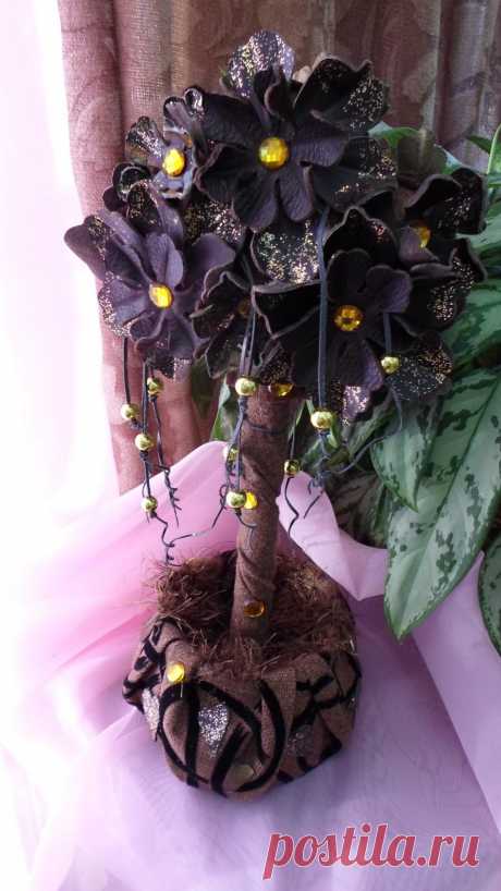 САЛФЕТНИЦА-КОНФЕТНИЦА ТОПИАРИЙ ДЕРЕВО СЧАСТЬЯ❤ ❤ ❤ ❤ ❤     &quot;КАРАМЕЛЬ В ШОКОЛАДЕ&quot;❤ ❤ ❤ ❤ ❤     (НАТУРАЛЬНАЯ КОЖА,СТРАЗЫ,БУСИНЫ,СТВОЛ-КЛЁН)ГОТОВАЯ РАБОТА.