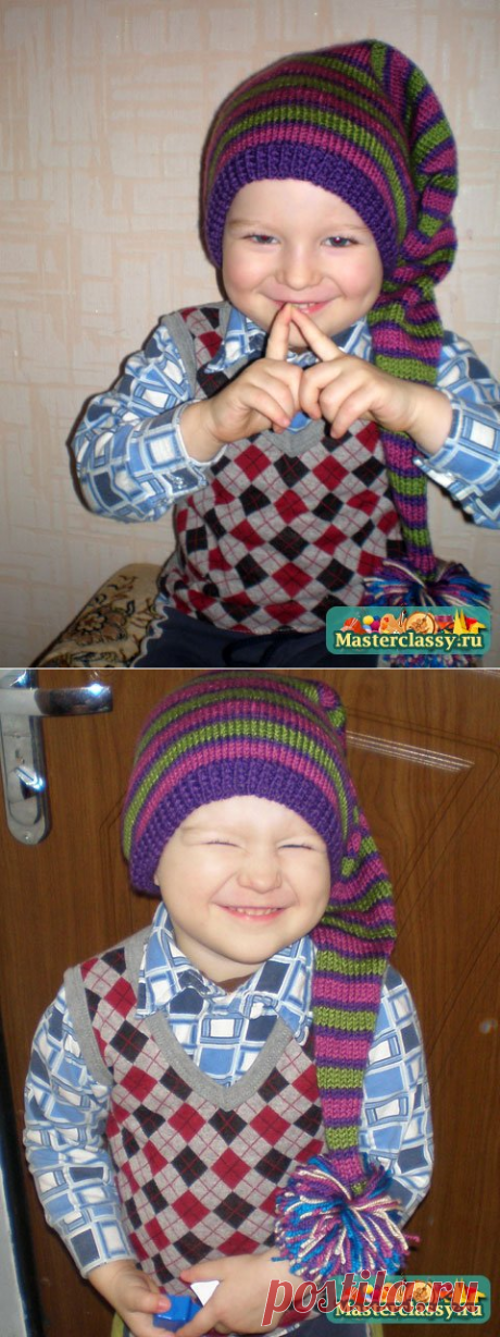 Шапочка Буратино для мальчика. Мастер класс