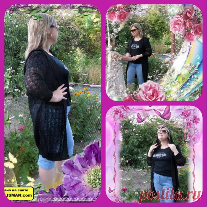 ажурный кардиган с капюшоном