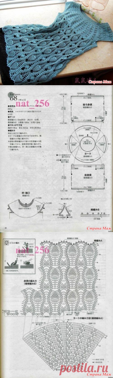 Ажурная туника с круглой кокеткой. - ВЯЗАНАЯ МОДА+ ДЛЯ НЕМОДЕЛЬНЫХ ДАМ - Страна Мам