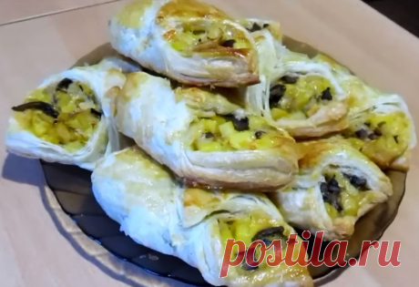 Сытные слойки с грибами по особому рецепту | Вкусные рецепты