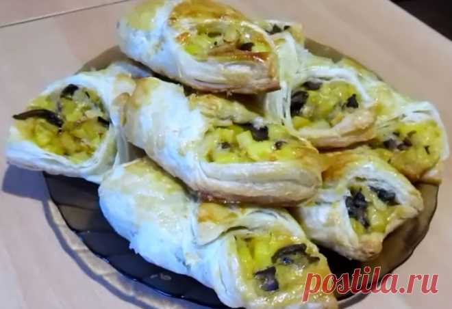 Сытные слойки с грибами по особому рецепту | Вкусные рецепты