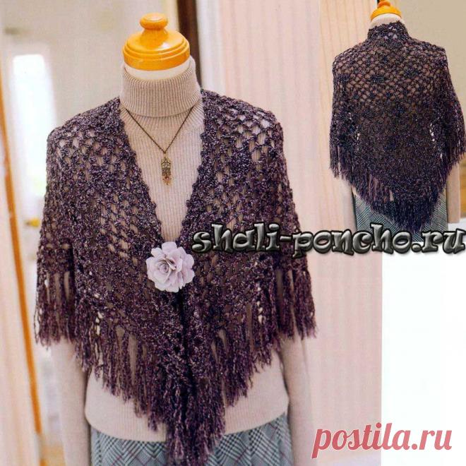 Сетчатая шаль из меланжевой пряжи
