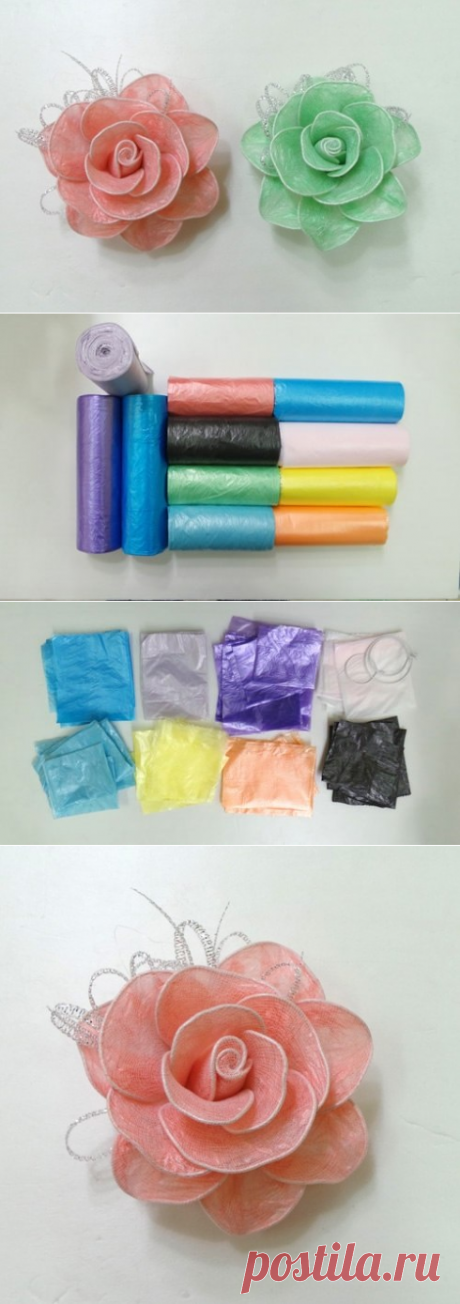 Розы из мусорных пакетов.