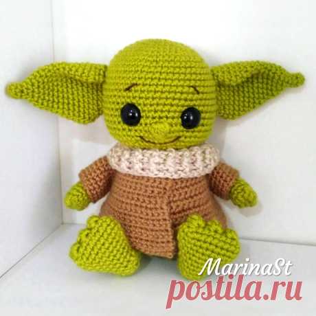 PDF Йода малыш крючком. FREE crochet pattern; Аmigurumi toy patterns. Амигуруми схемы и описания на русском. Вязаные игрушки и поделки своими руками #amimore - мини бейби йода, yoda baby, Star Wars: The Mandalorian, Звёздные войны: Мандалорец.