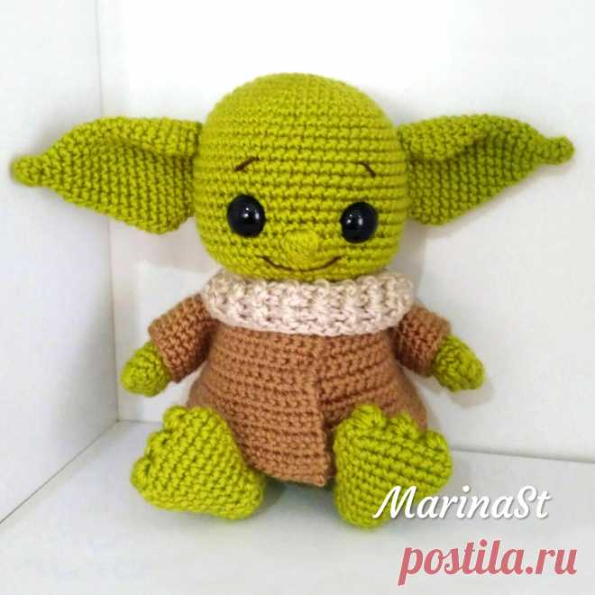 PDF Йода малыш крючком. FREE crochet pattern; Аmigurumi toy patterns. Амигуруми схемы и описания на русском. Вязаные игрушки и поделки своими руками #amimore - мини бейби йода, yoda baby, Star Wars: The Mandalorian, Звёздные войны: Мандалорец.