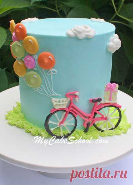Bicycle with Balloons Cake~ A Blog Tutorial! | MyCakeSchool Blog