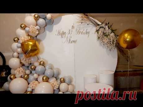 Double stuffed balloon garland DIY// Balloon garland with flowers// Setup with me